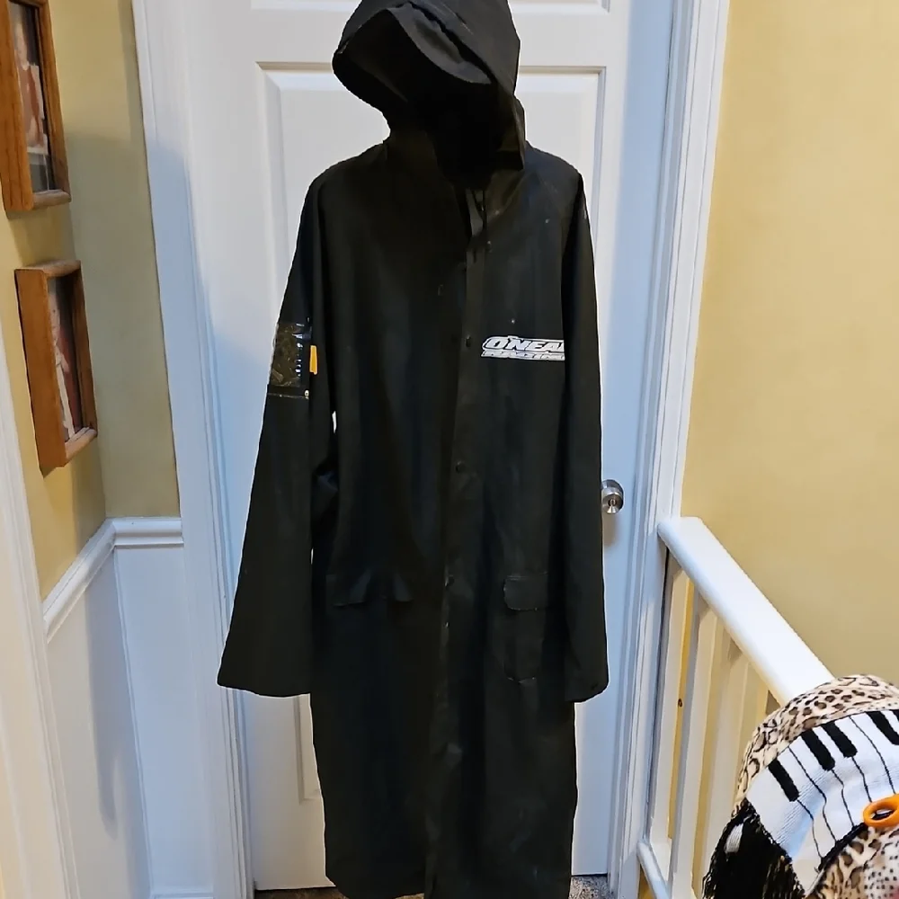 O'NEAL RACING Rubber Black Hooded Men's Rain Coat - XL